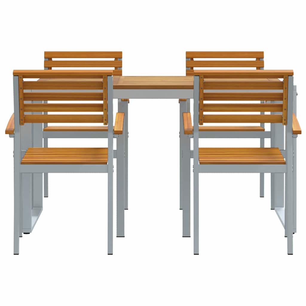 Vrtni set za objed 5 pcs Siva Čvrsto drvo akacije