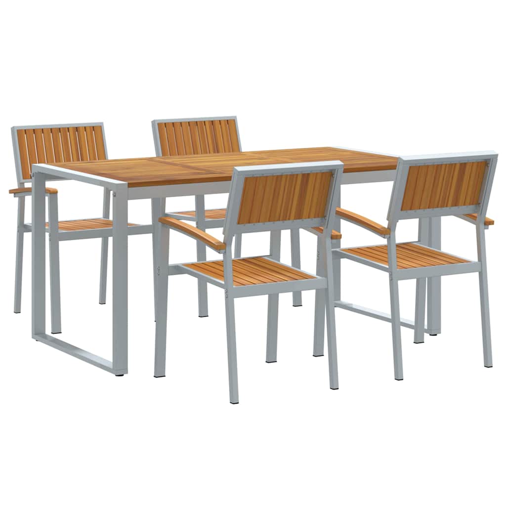 Vrtni set za objed 5 pcs Siva Čvrsto drvo akacije