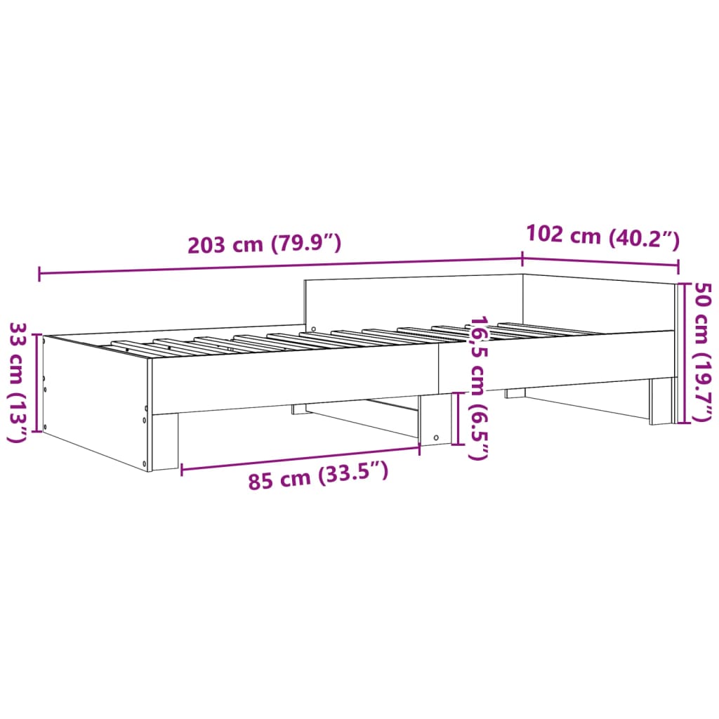 Okvir kreveta boja betona 100x200 cm od konstruiranog drva