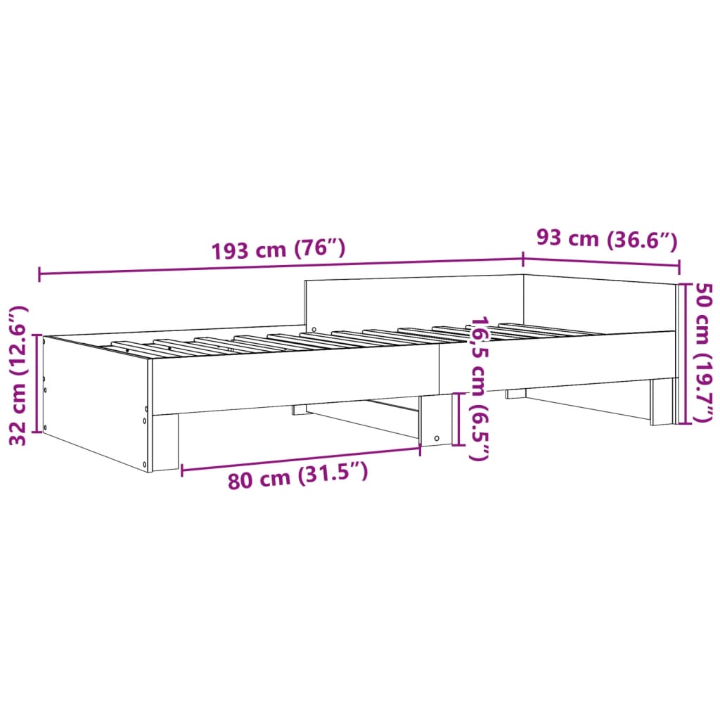 Okvir za krevet boja hrasta 90x190 cm od konstruiranog drva