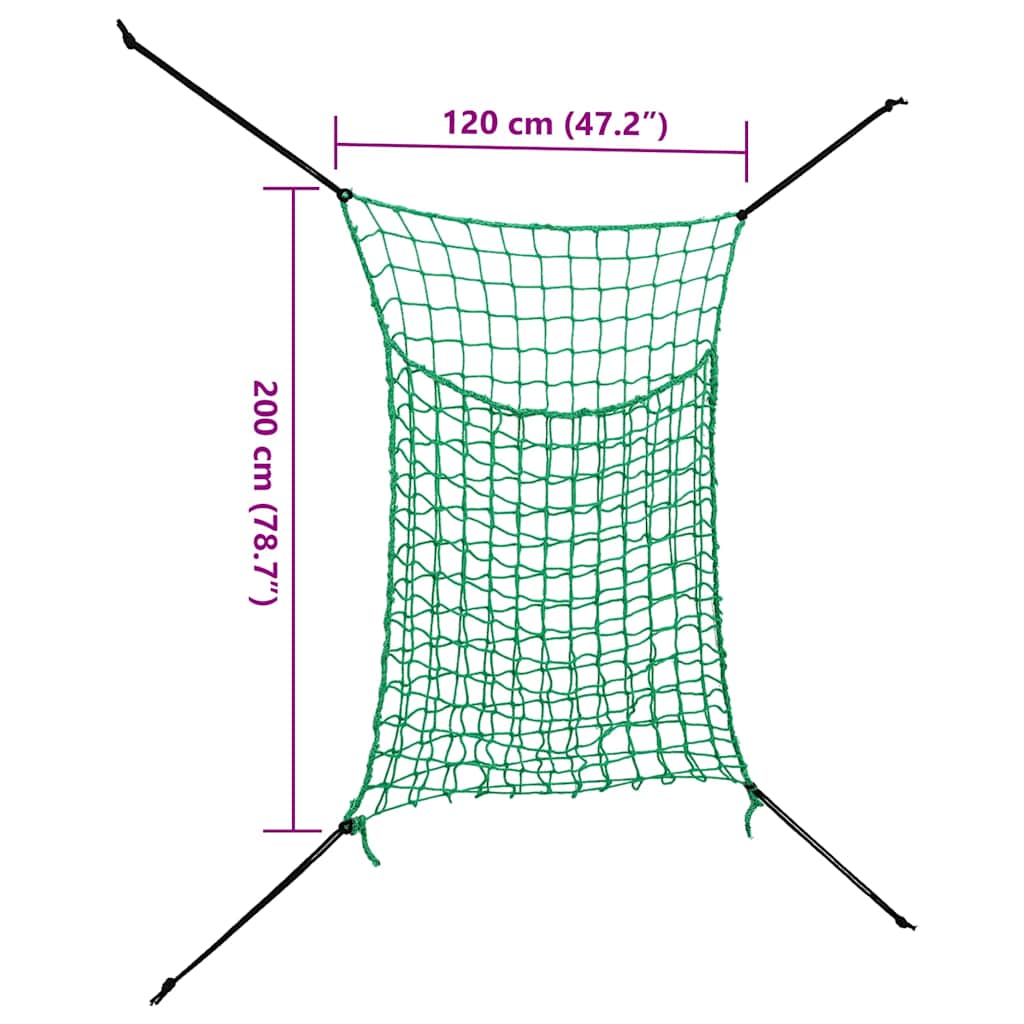 Mreže za sijeno 2 kom pravokutne zelene 200x120 cm PP