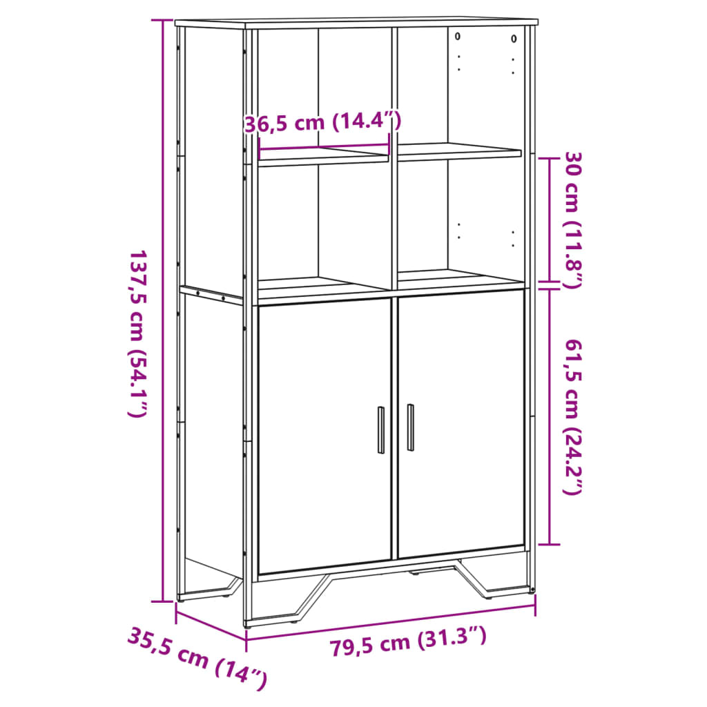 Visoka komoda crna 79,5 x 35,5 x 137,5 cm od konstruiranog drva