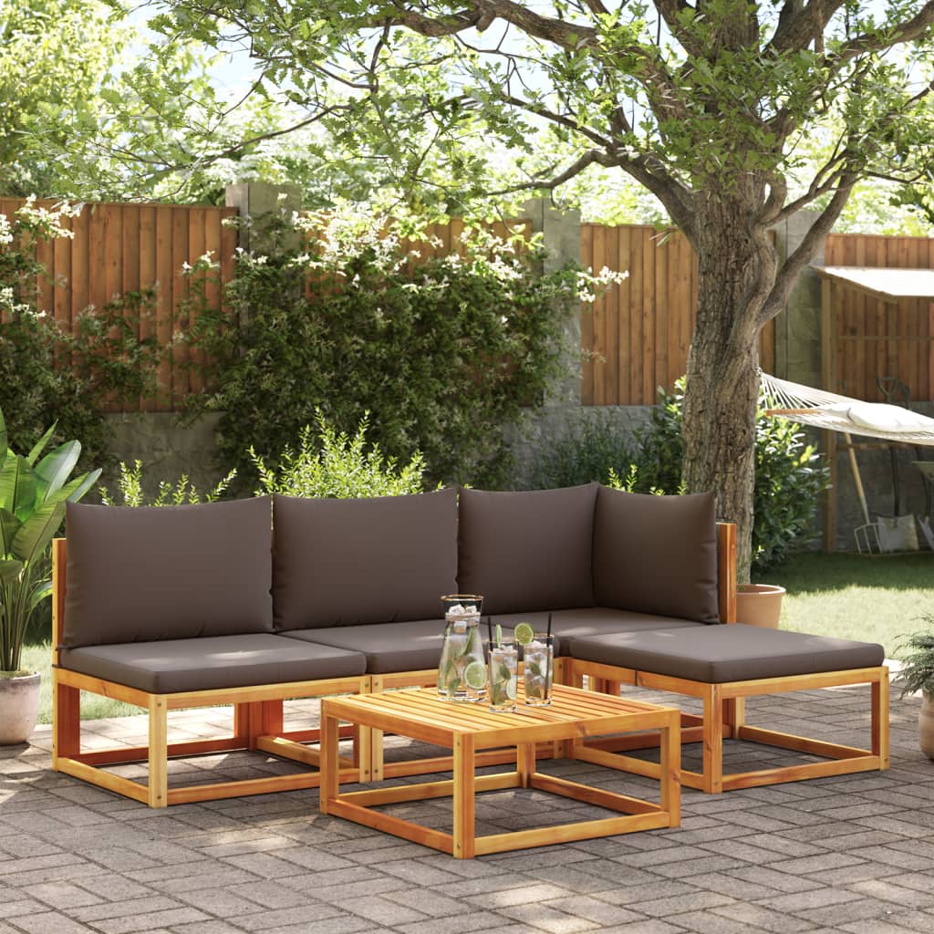 Vrtni set od 5 dijelova s jastucima, akacija i ratan