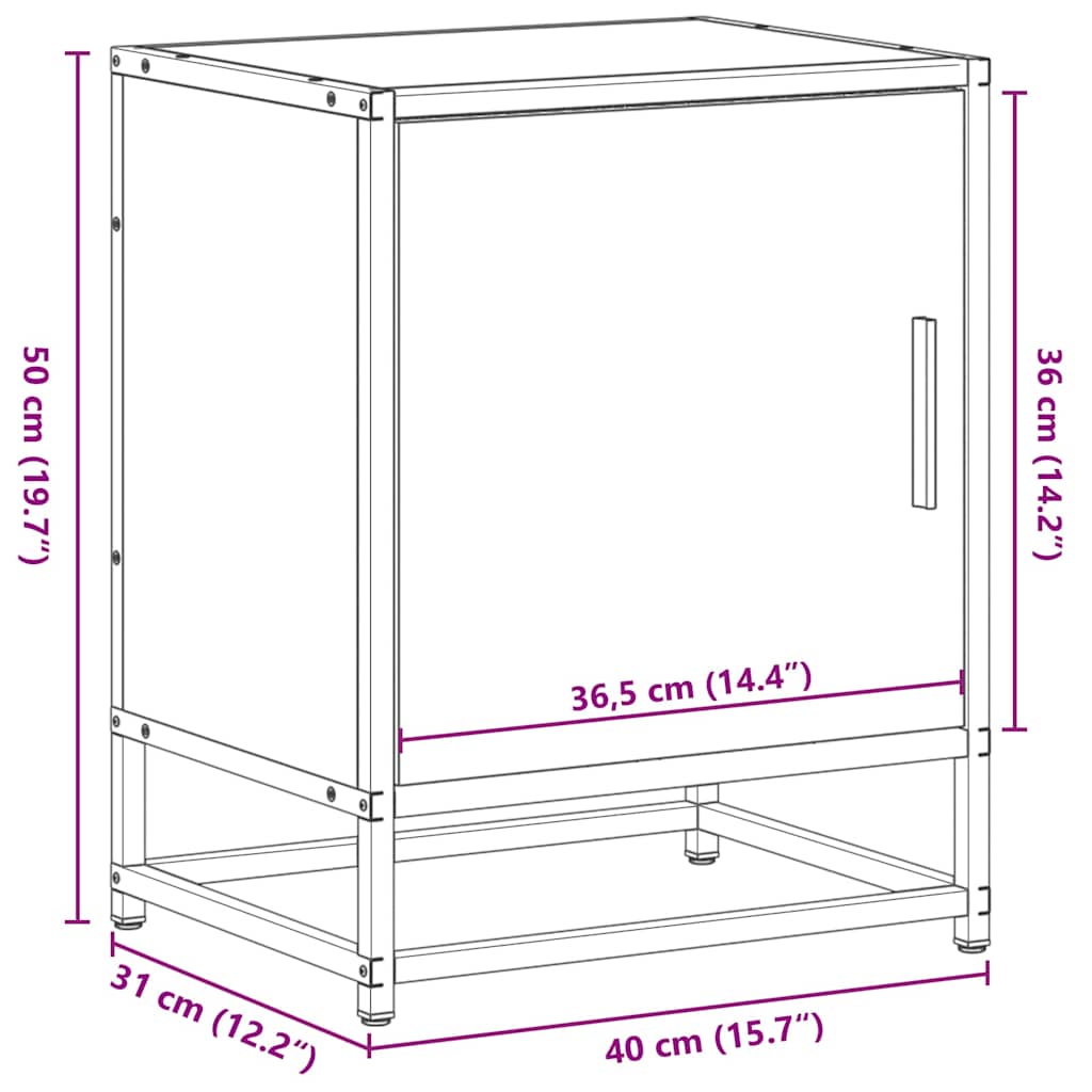 Noćni ormarići 2 kom crni 40x31x50 cm Konstruirano drvo i metal