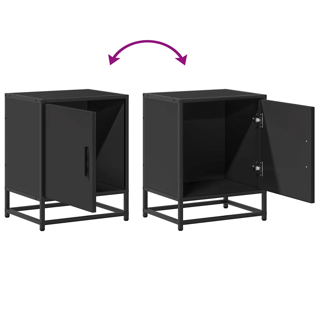 Noćni ormarići 2 kom crni 40x31x50 cm Konstruirano drvo i metal