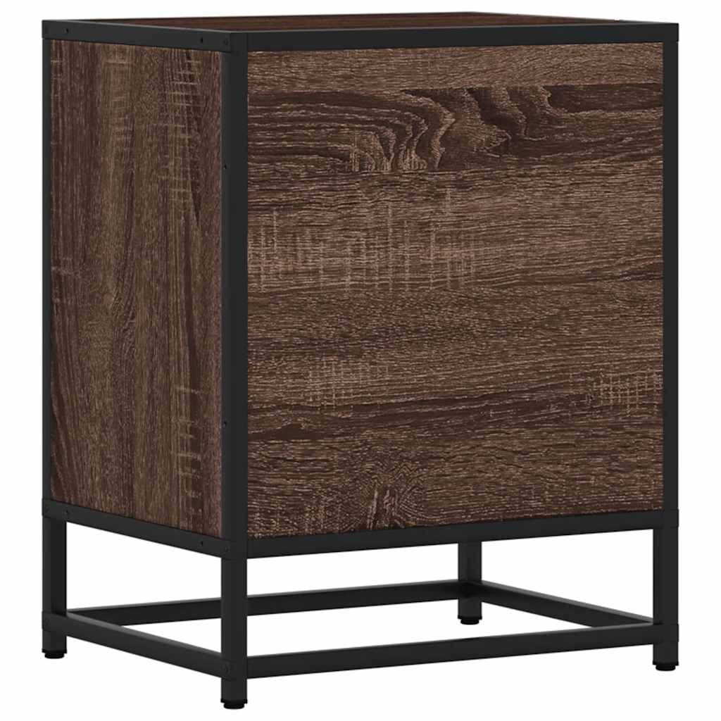 Noćni ormarić smeđi hrast 40x31x50 cm Konstruirano drvo i metal