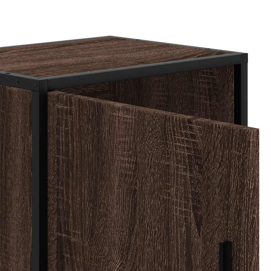 Noćni ormarić smeđi hrast 40x31x50 cm Konstruirano drvo i metal