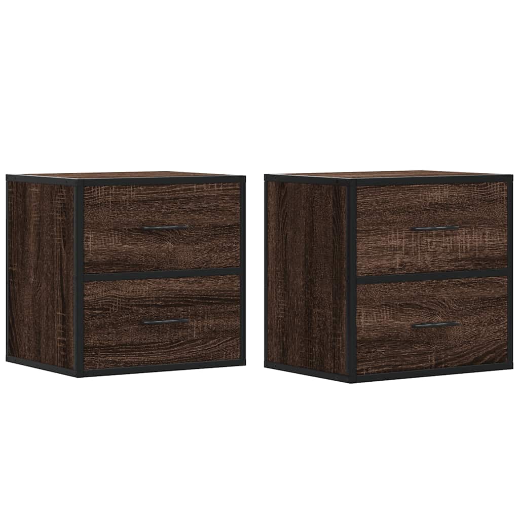 Zidni noćni ormarići 2 kom smeđi hrast 40x31x39,5 cm