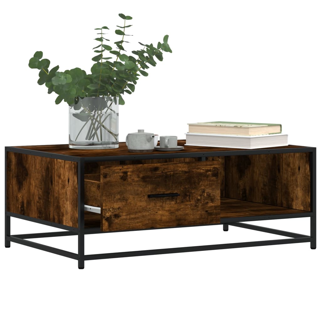 Stolić za kavu boja dimljenog hrasta 90x57x35 cm drvo i metal