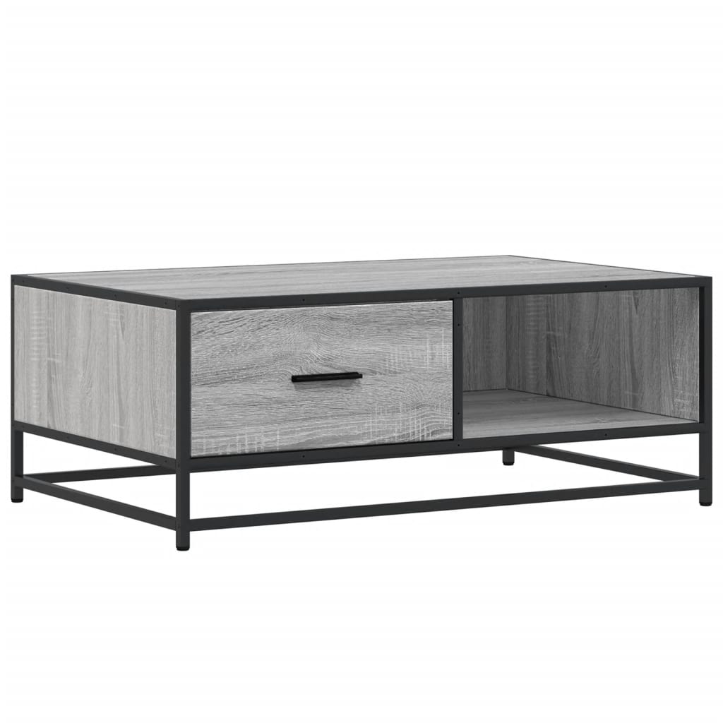 Stolić za kavu siva boja hrasta 90x57x35 cm od drva i metala