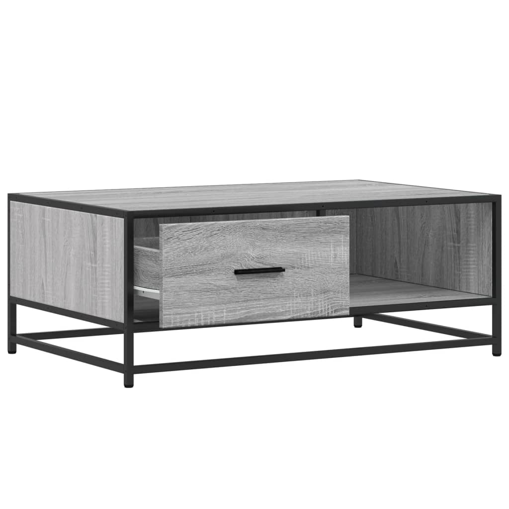Stolić za kavu siva boja hrasta 90x57x35 cm od drva i metala