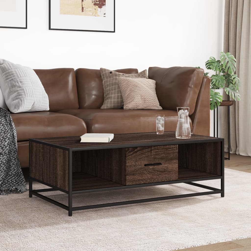 Stolić za kavu boja smeđeg hrasta 100x57x35 cm od drva i metala