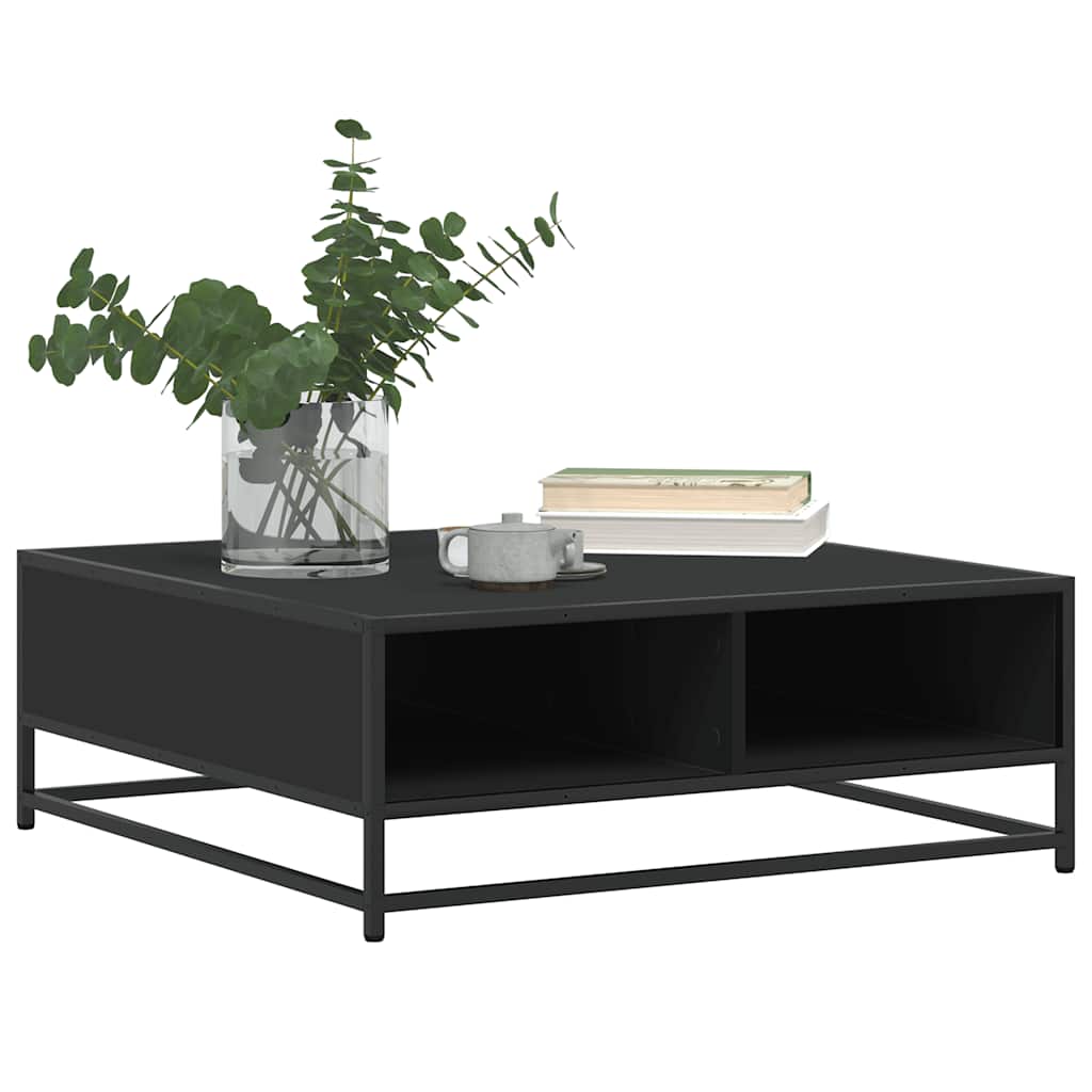Stolić za kavu crni 80x80x30 cm konstruirano drvo i metal