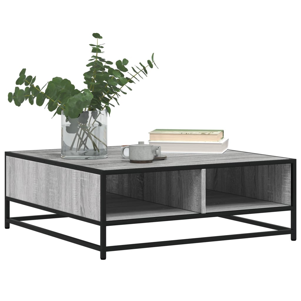 Stol za kavu Sivi Sonoma 80x80x30 cm Konstruirano drvo i metal