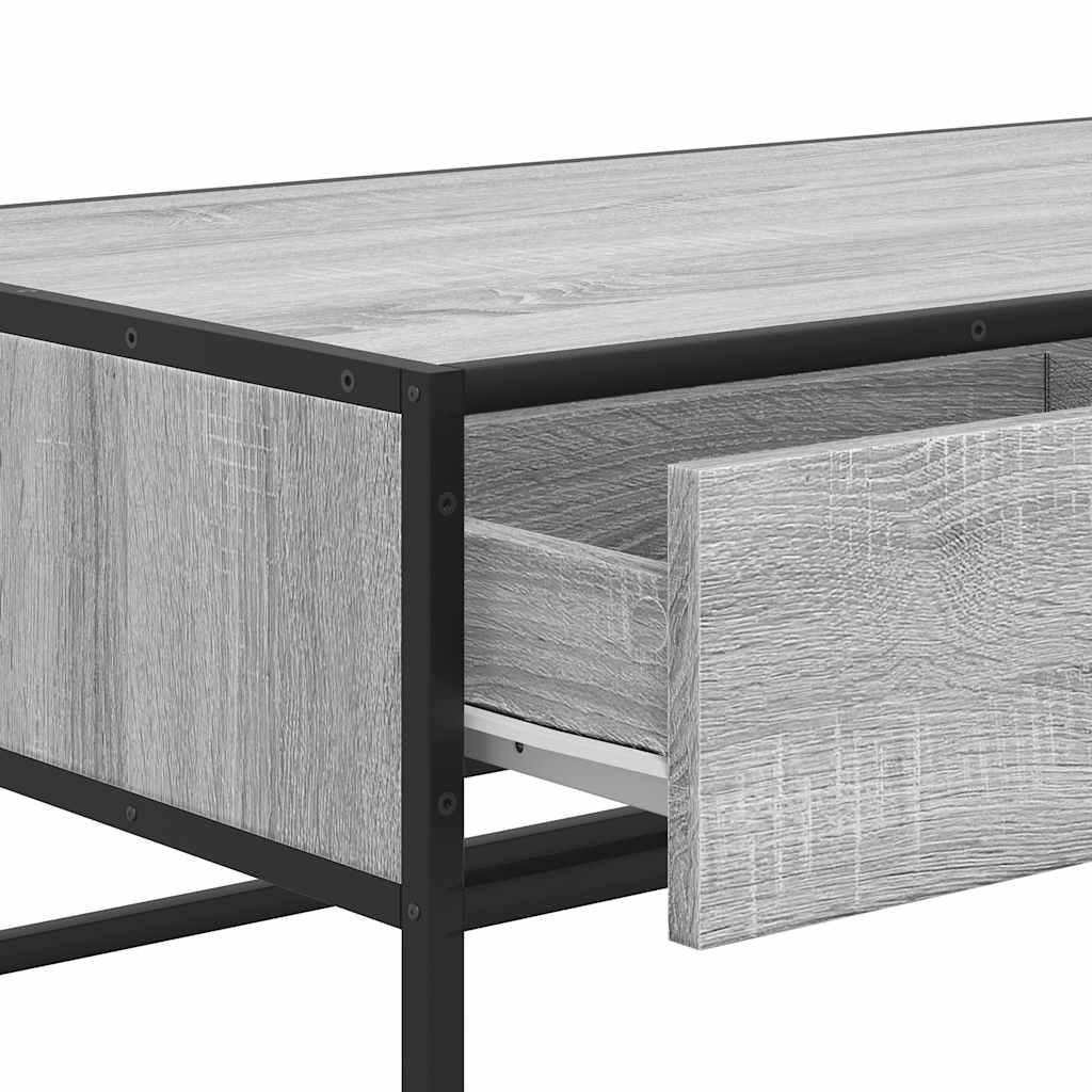 Stolić za kavu siva boja hrasta 100x50x35 cm od drva i metala