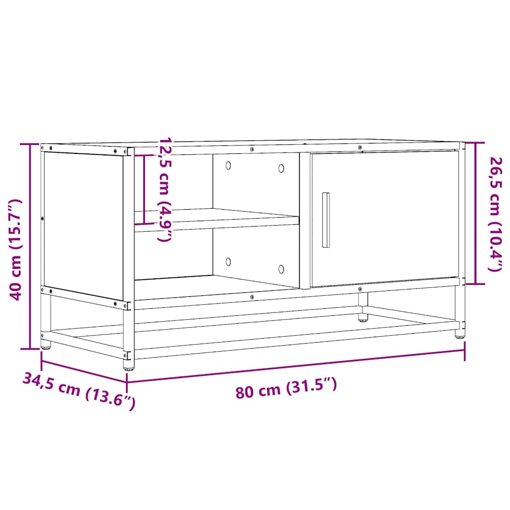 TV ormarić boja smeđeg hrasta 80x34,5x40 cm konstruirano