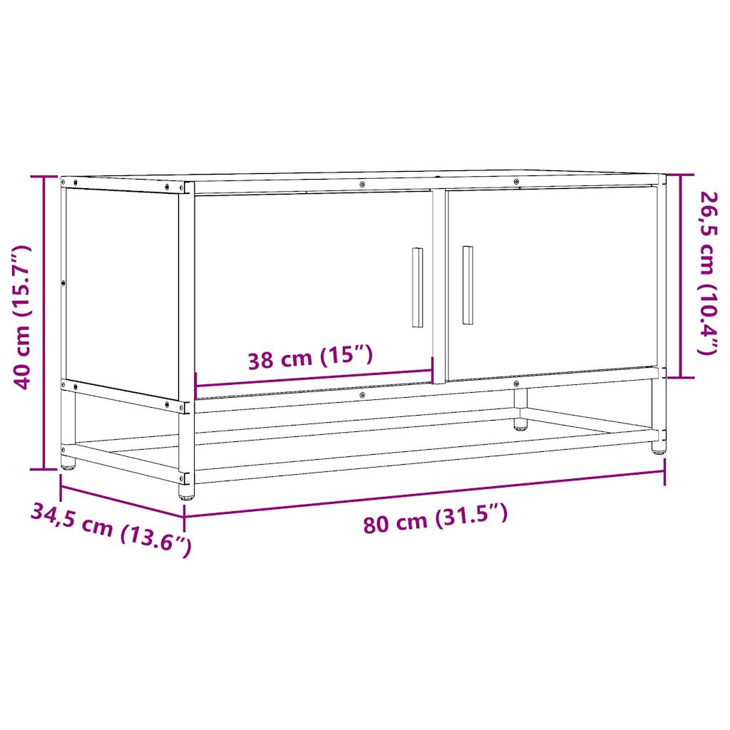 TV ormarić boja dimljenog hrasta 80x34,5x40 cm konstruirano