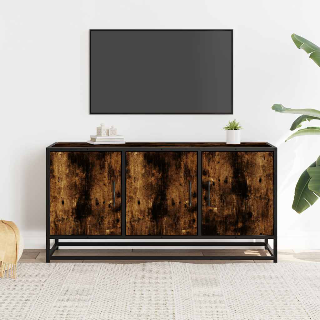 TV ormarić dimljeni hrast 100x35x50cm konstruirano drvo i metal