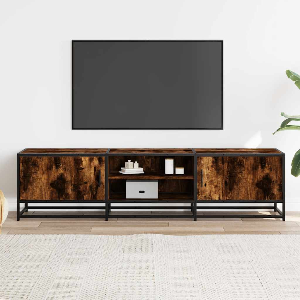 TV ormarić dimljeni hrast 160x35x41cm konstruirano drvo i metal