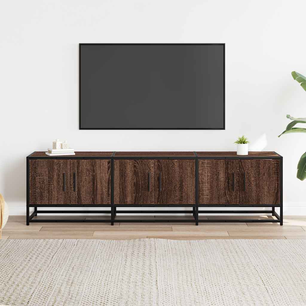 TV ormarić smeđi hrast 150x35x41 cm Konstruirano drvo i metal