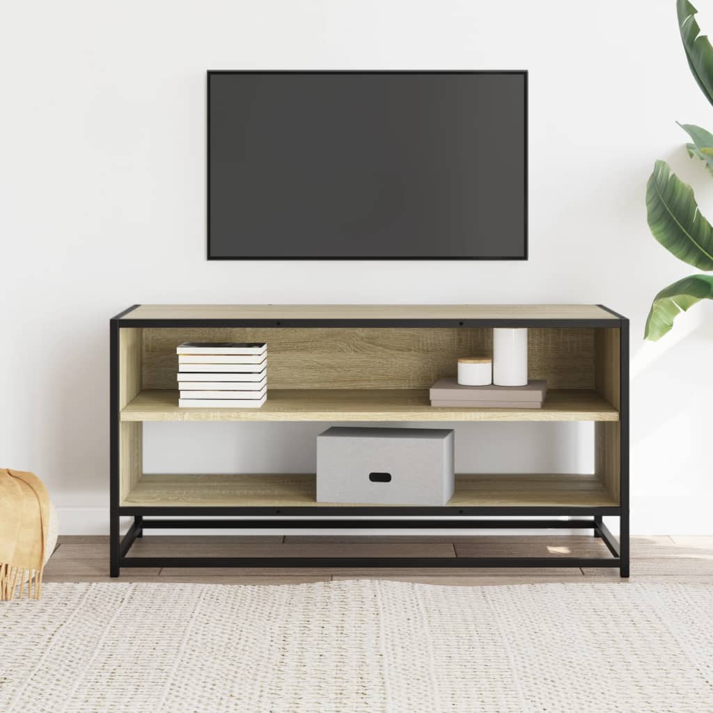 TV ormarić boja hrasta 91x40x46 cm konstruirano drvo i metal