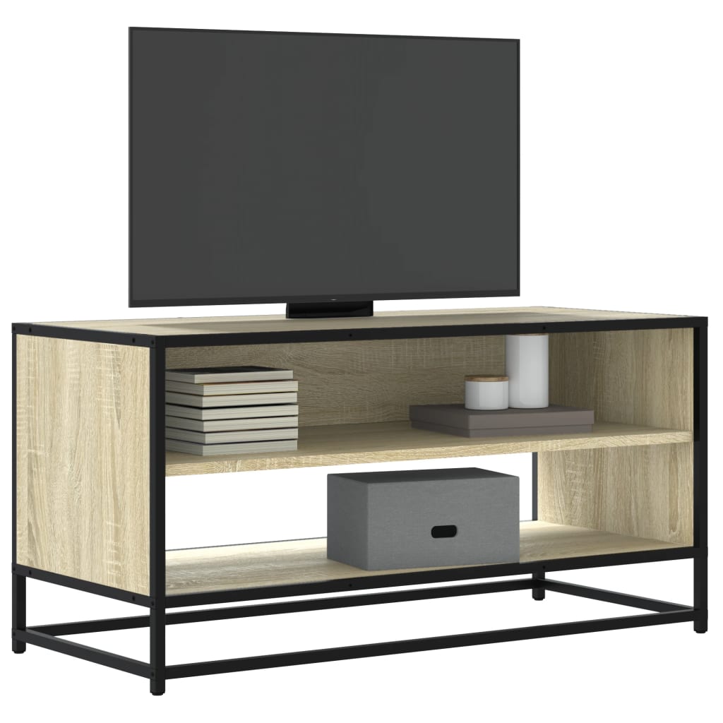 TV ormarić boja hrasta 91x40x46 cm konstruirano drvo i metal