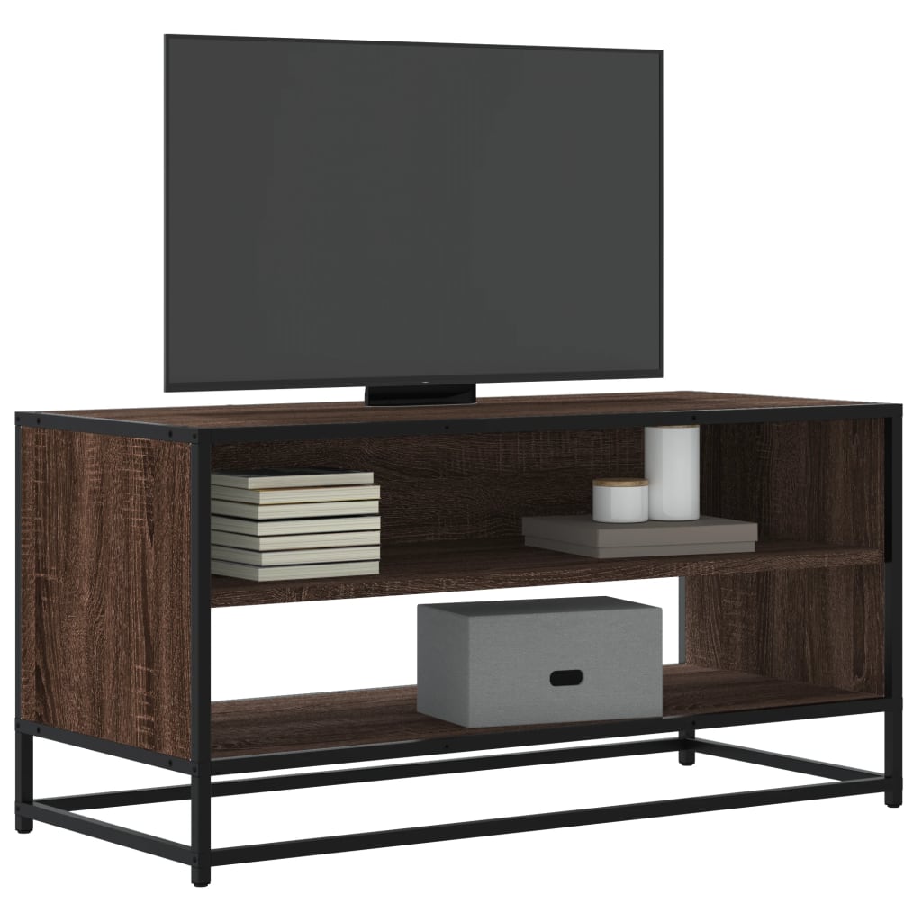 TV ormarić boja hrasta 91x40x46 cm konstruirano drvo i metal