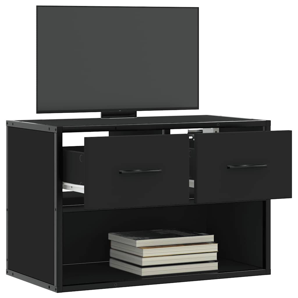 TV ormarić crni 60x31x39,5 cm konstruirano drvo i metal