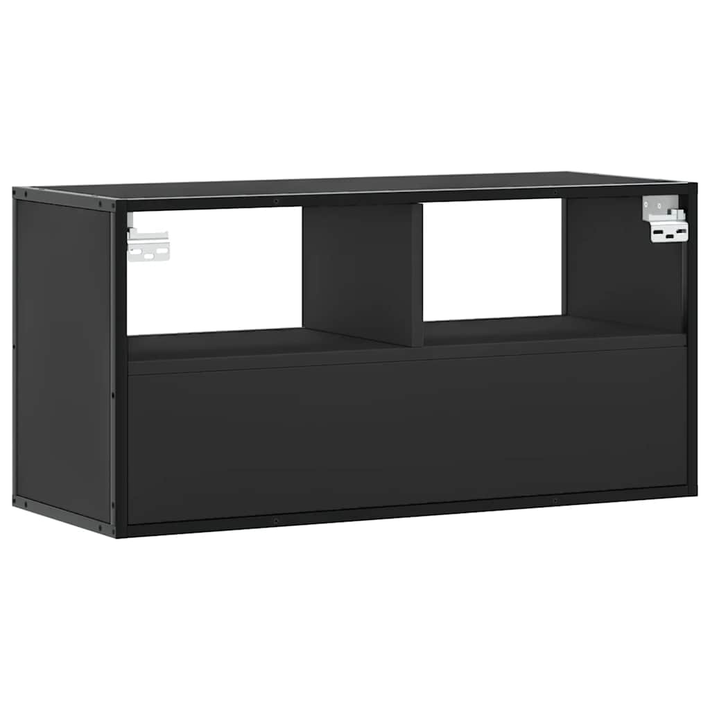 TV ormarić crni 80x31x39,5 cm Konstruirano drvo i metal