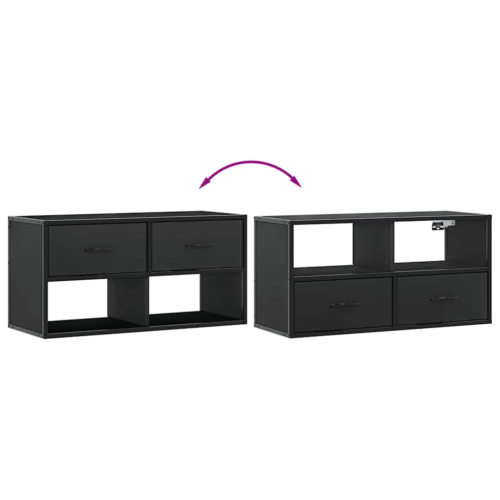 TV ormarić crni 80x31x39,5 cm Konstruirano drvo i metal
