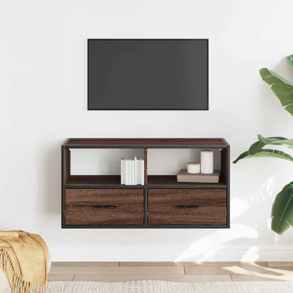 TV ormarić smeđi hrast 80x31x39,5 cm Konstruirano drvo i metal