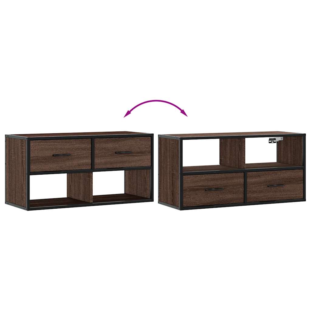 TV ormarić smeđi hrast 80x31x39,5 cm Konstruirano drvo i metal
