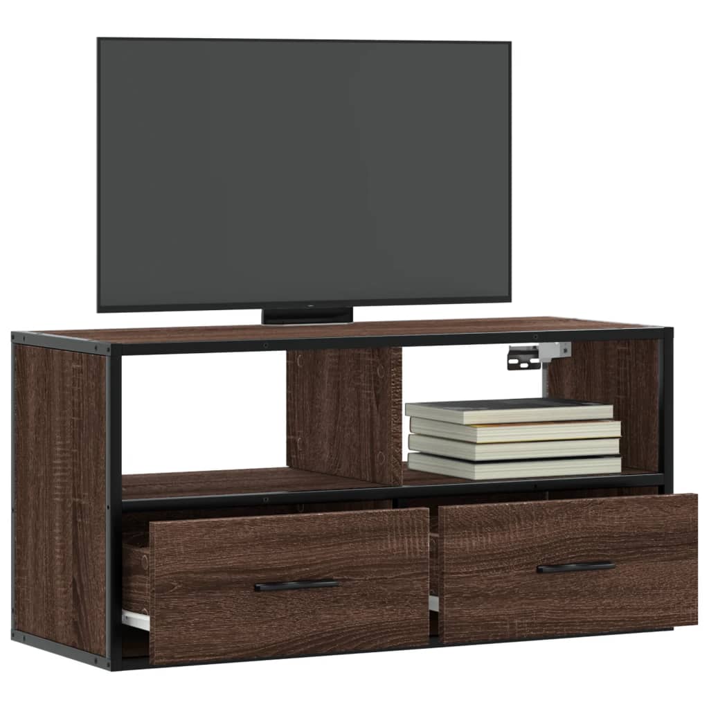 TV ormarić smeđi hrast 80x31x39,5 cm Konstruirano drvo i metal