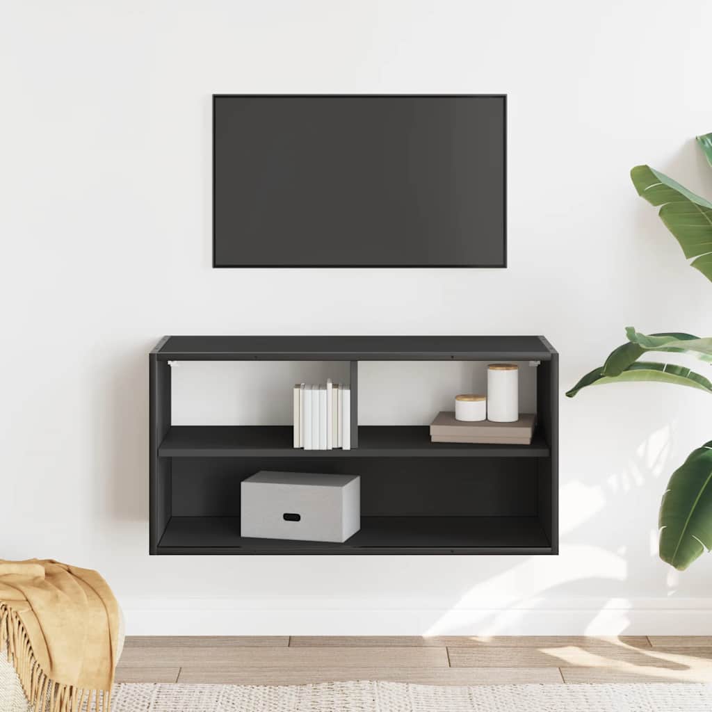 TV ormarić crni 80x31x39,5 cm Konstruirano drvo i metal