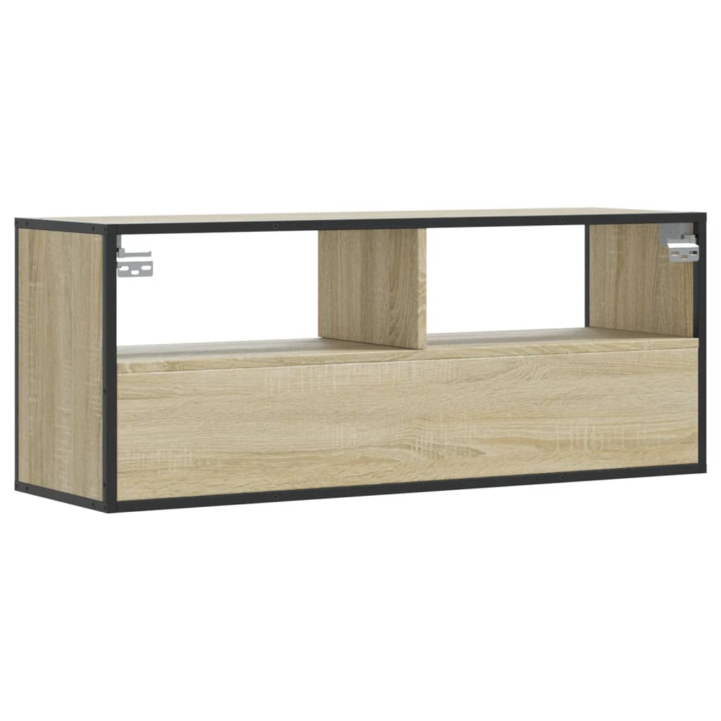 TV ormarić boja hrasta 100x31x39,5 cm konstruirano drvo i metal