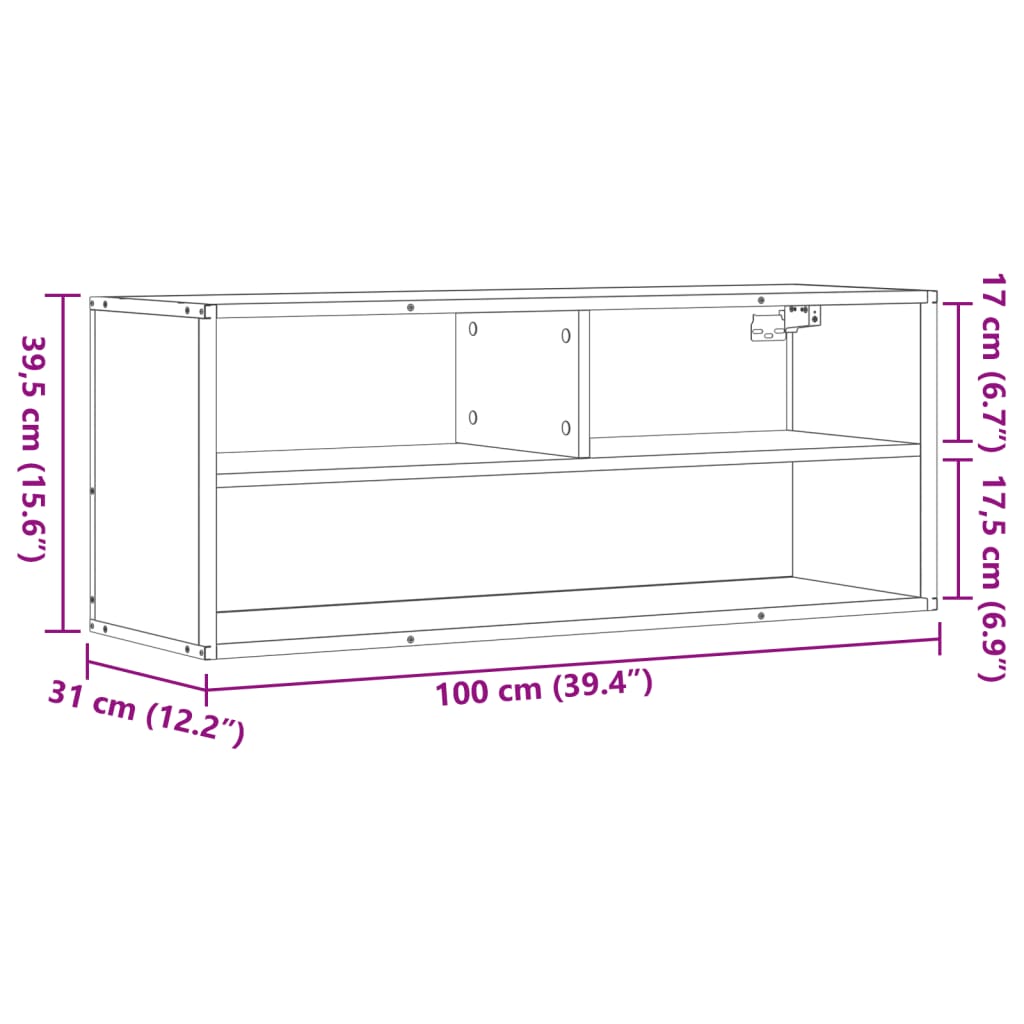TV ormarić boja hrasta 100x31x39,5 cm konstruirano drvo i metal