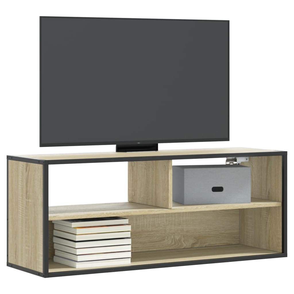 TV ormarić boja hrasta 100x31x39,5 cm konstruirano drvo i metal