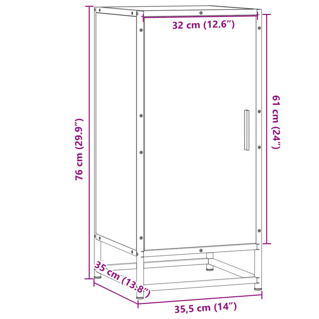 Komoda boja hrasta sonome 35,5x35x76 cm konstruirano drvo metal