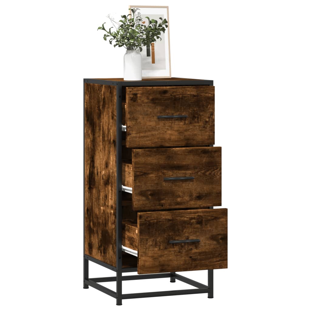 Komoda boja hrasta 35,5x35x76 cm konstruirano drvo i metal