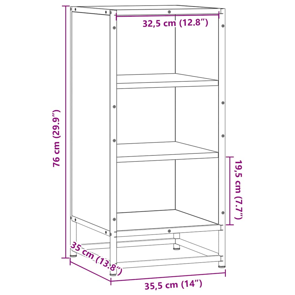Komoda boja hrasta sonome 35,5x35x76 cm konstruirano drvo metal