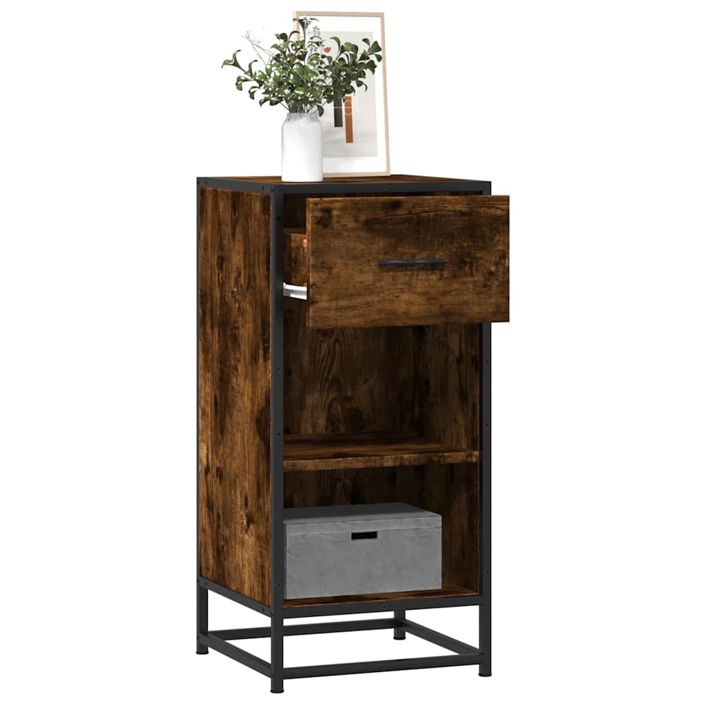 Komoda boja hrasta 35,5x35x76 cm konstruirano drvo i metal