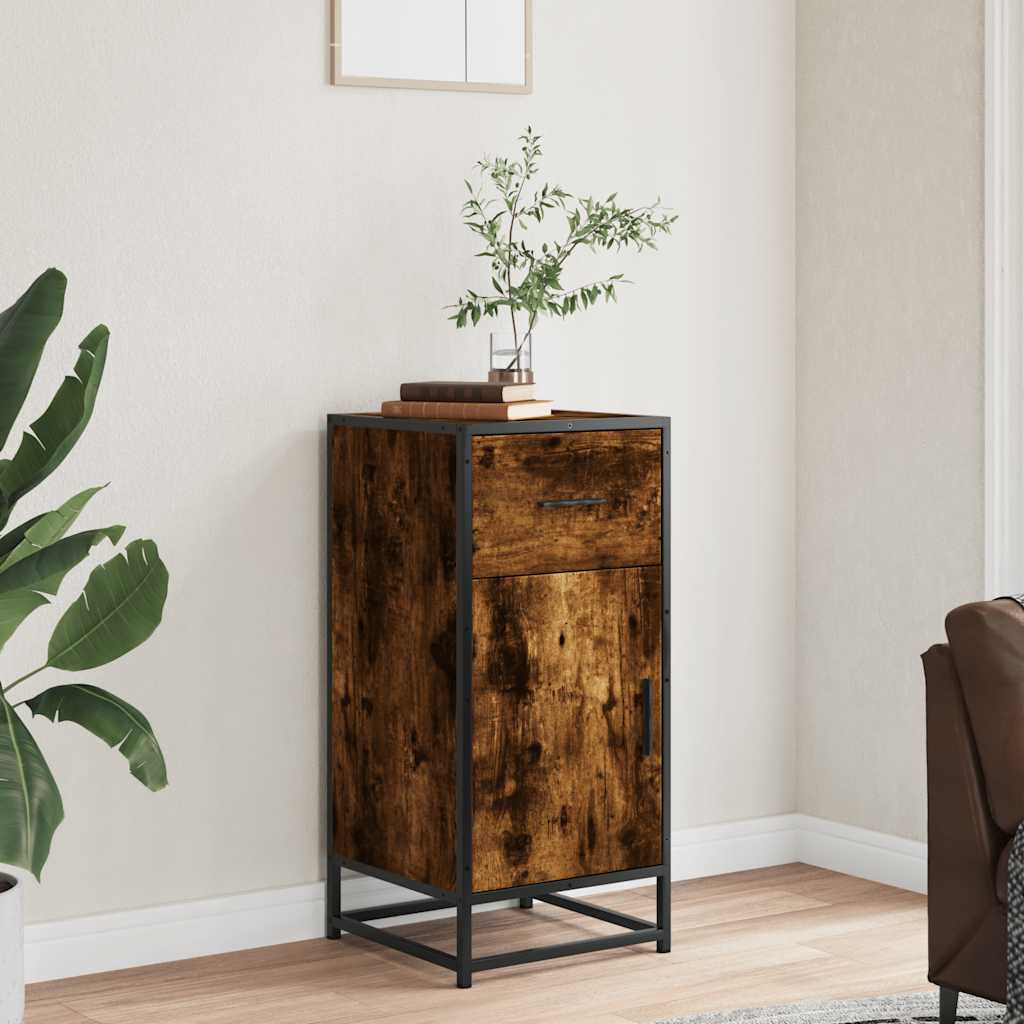 Komoda boja hrasta 35,5x35x76 cm konstruirano drvo i metal