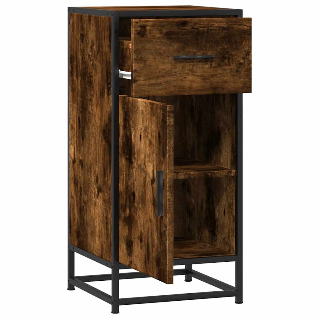 Komoda boja hrasta 35,5x35x76 cm konstruirano drvo i metal