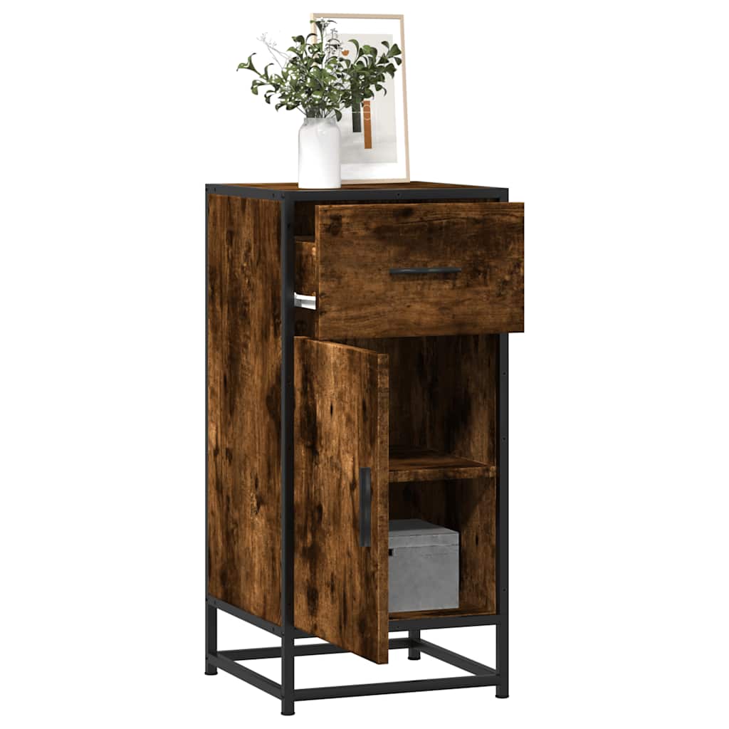 Komoda boja hrasta 35,5x35x76 cm konstruirano drvo i metal