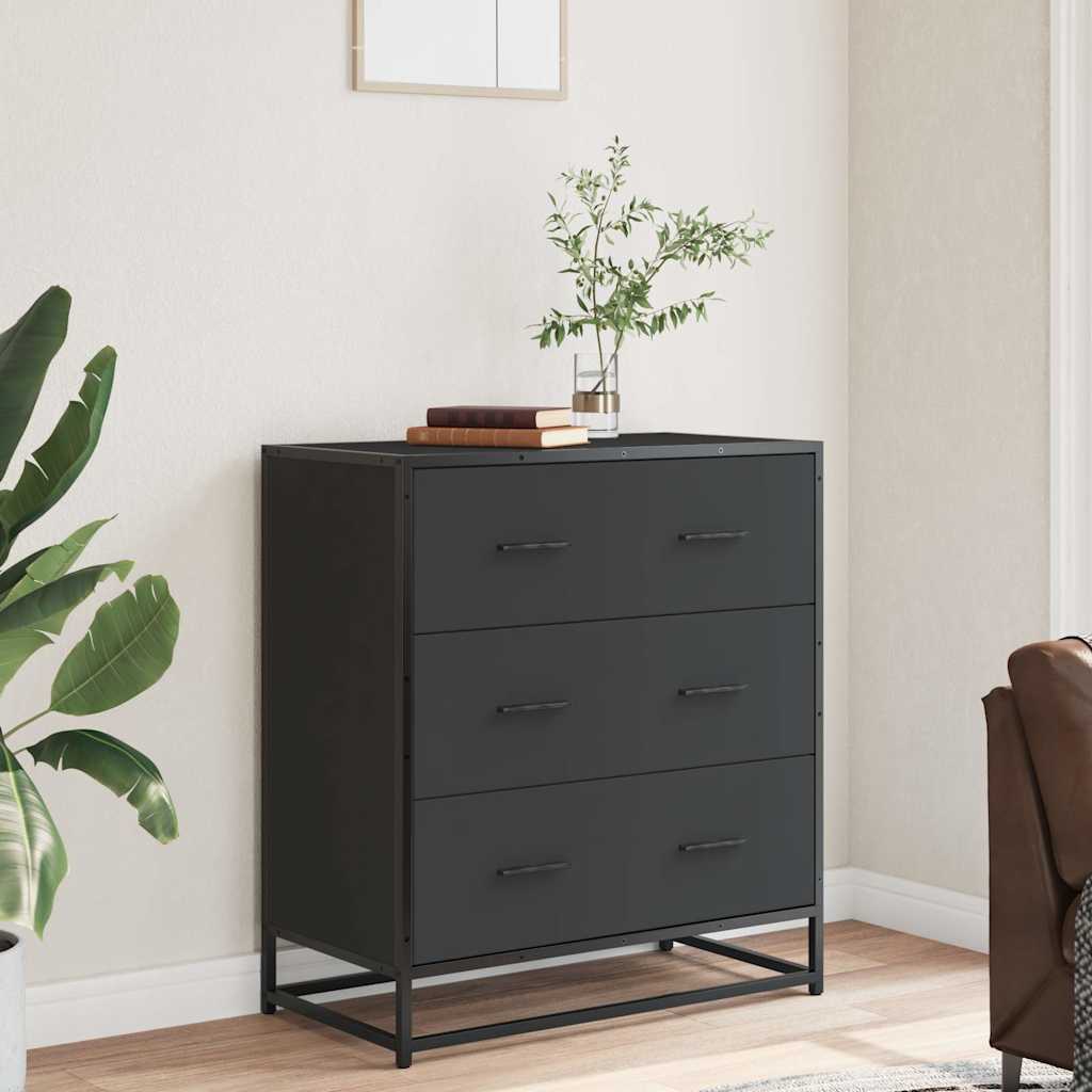 Komoda crna 68x35x76 cm konstruirano drvo i metal