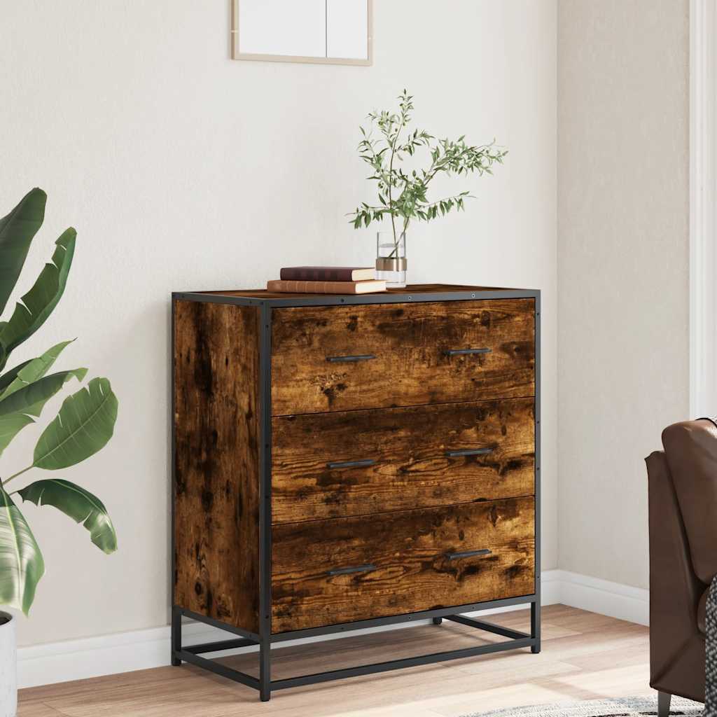 Komoda boja hrasta 68x35x76 cm konstruirano drvo i metal