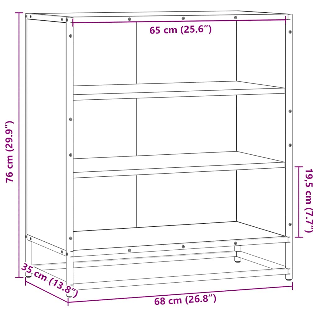 Komoda boja hrasta sonome 68x35x76 cm konstruirano drvo metal