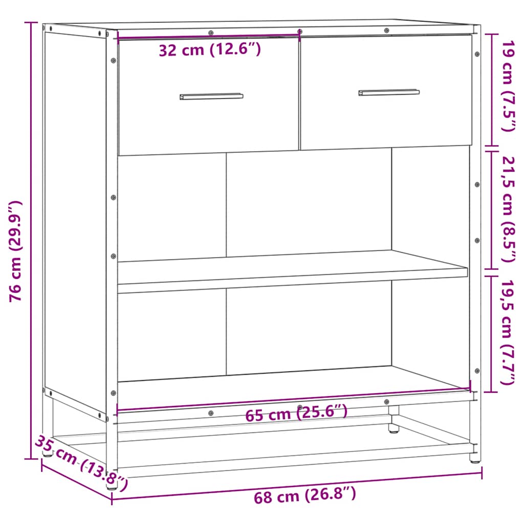 Komoda boja hrasta 68x35x76 cm konstruirano drvo