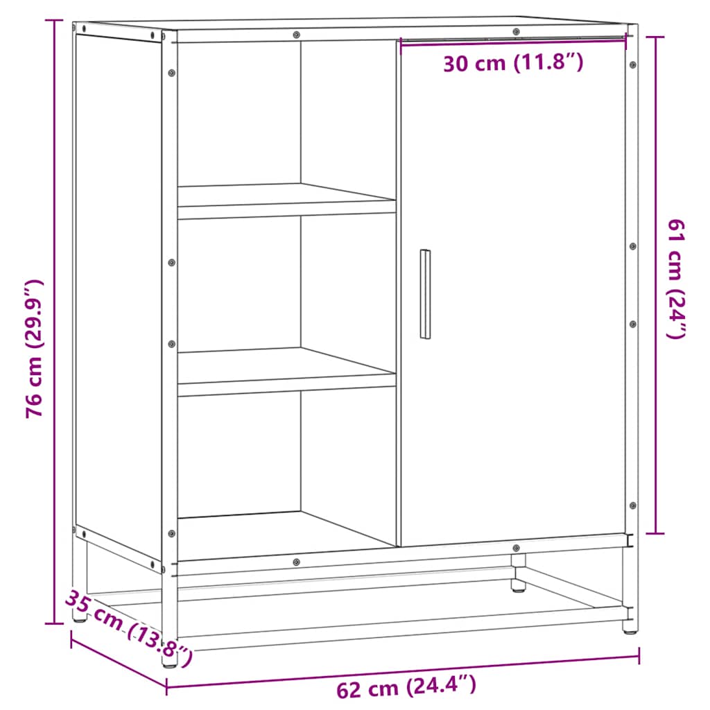Komoda Siva Sonoma 62x35x76 cm Konstruirano drvo