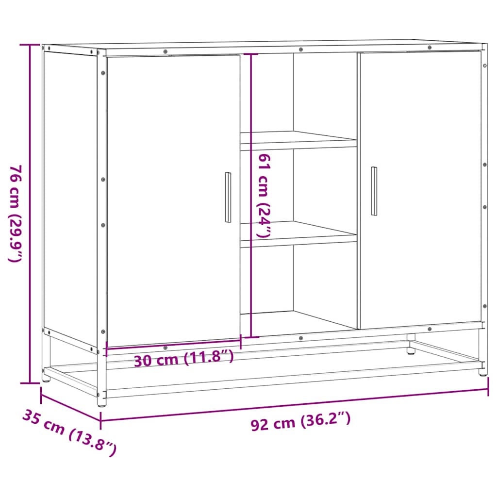 Komoda crna 92x35x76 cm od konstruiranog drva
